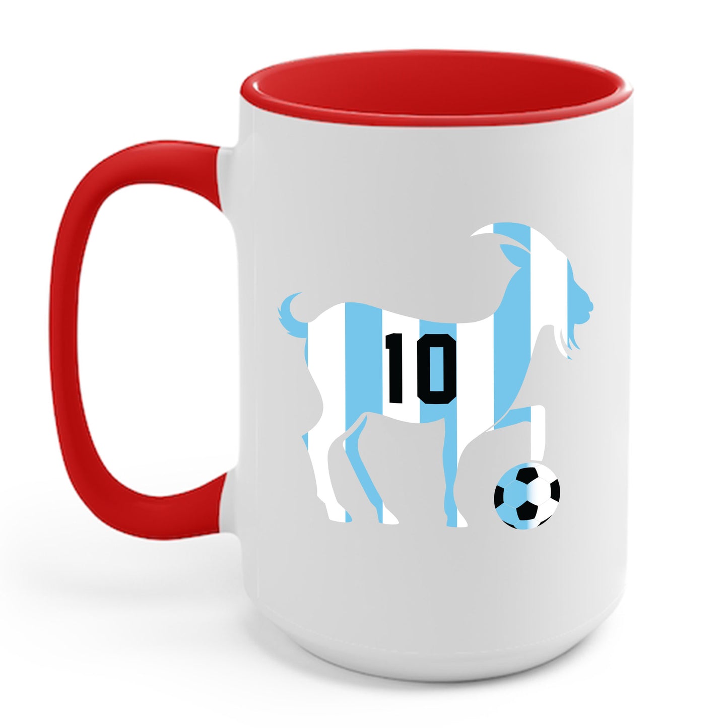 GOAT 10 Shirt for Men Women Kids Goat Playing Football Funny Soccer Coffee Mug