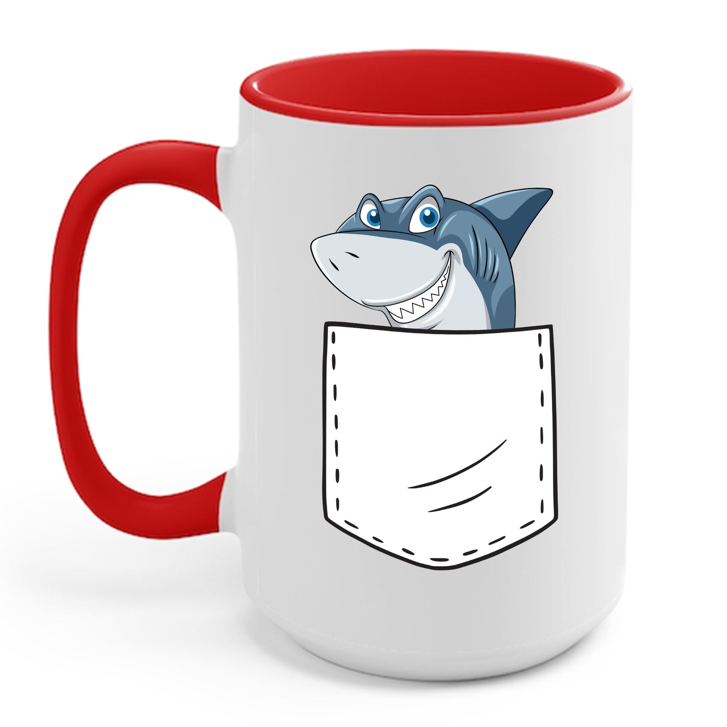 Cute Shark Pocket Animal Pets Funny Shark Gift Coffee Mug For Mens Womens Kids