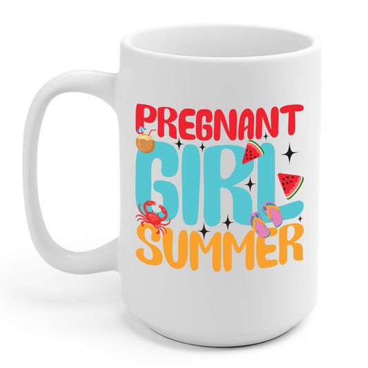 Groovy Pregnancy Reveal Pregnant Girl Summer Coffee Mug For Baby Shower
