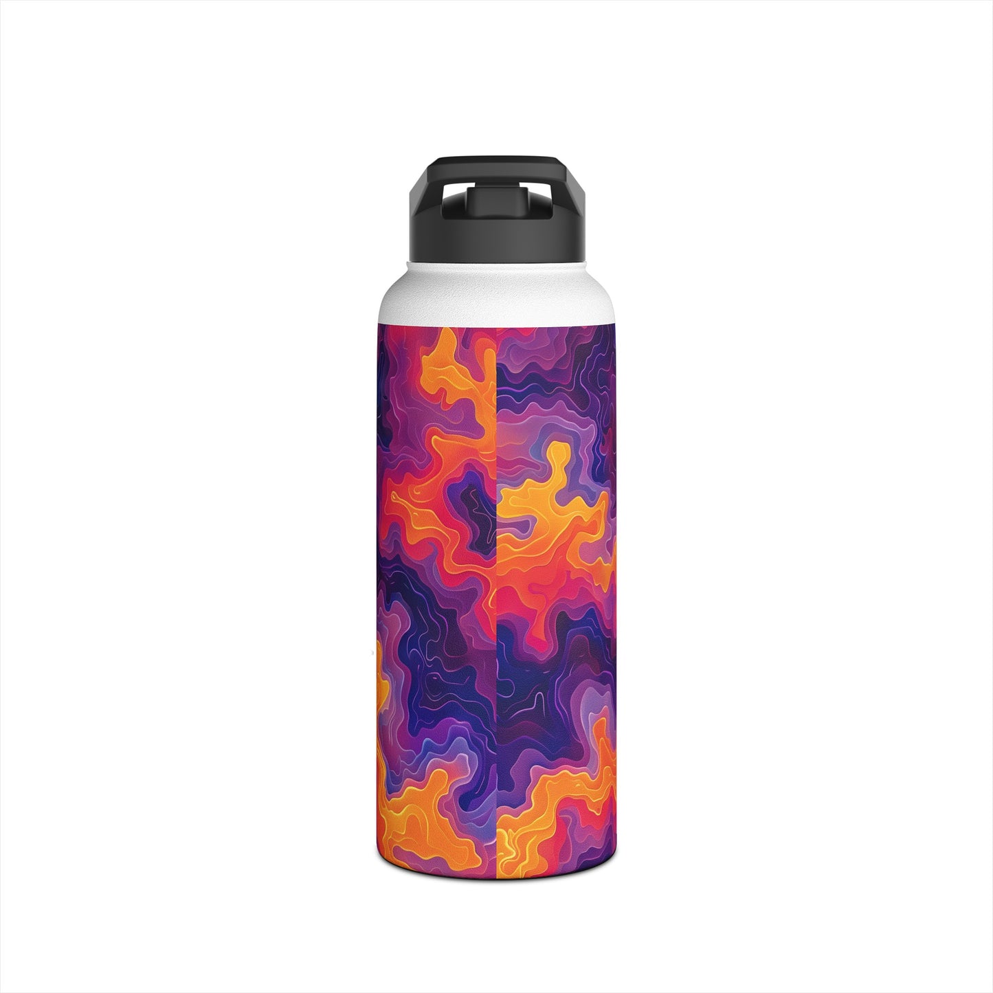 Electric Sunrise Pattern Stainless Steel Water Bottle with Twist-on Lid and Double-Wall Vacuum Insulation