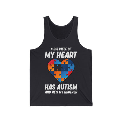 Big Peice Of My Heart Autism Awareness Sister Brother Autistic Kids Awareness Tank Top