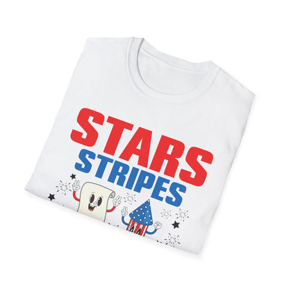 Stars Stripes & Equal Rights 4th Of July Retro Groovy T-Shirt For Men Women T-Shirt