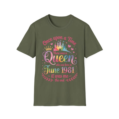 Funny 45 Years Old Birthday Girl 45 Birthday Queen June 1981 T-Shirt For Women
