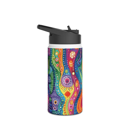 Abstract Rainbow Doodle Pattern Stainless Steel Water Bottle with Twist-on Lid and Double-Wall Vacuum Insulation