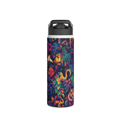 Animal Collage Vibrant Pattern Stainless Steel Water Bottle with Twist-on Lid and Double-Wall Vacuum Insulation