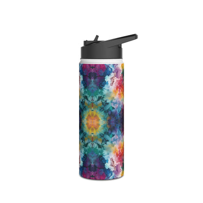 Template Tie-Dye Dream Vibrant Pattern Stainless Steel Water Bottle with Twist-on Lid and Double-Wall Vacuum Insulation