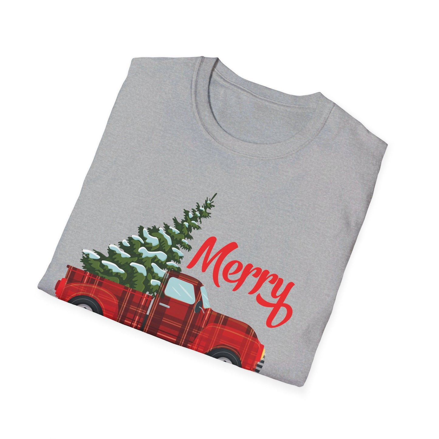 Merry Christmas Buffalo Plaid Red Truck Tree Xmas T-Shirt Men Women