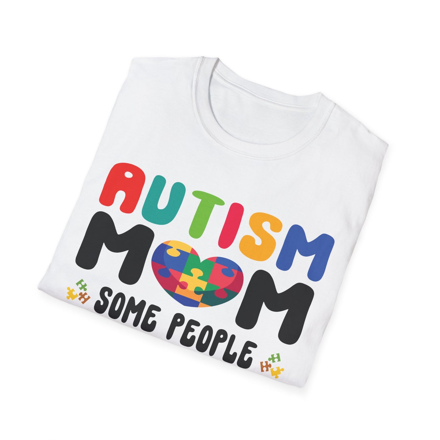 Funny Autism Mom Raising Hero Groovy Messy Bun Autism Awareness T-Shirt For Men Women T-Shirt