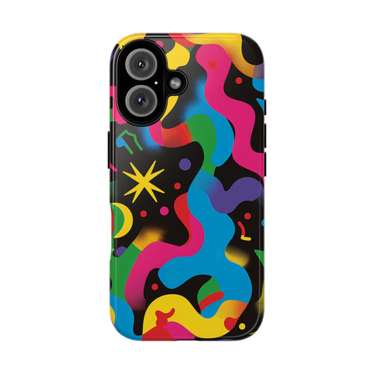 Pop Culture Fun Vibrant Pattern iPhone 16 Pro Max Plus Case Wireless Charging Compatible Tough Cases Protection, Magnetic Phone Case for iPhone Classic Series