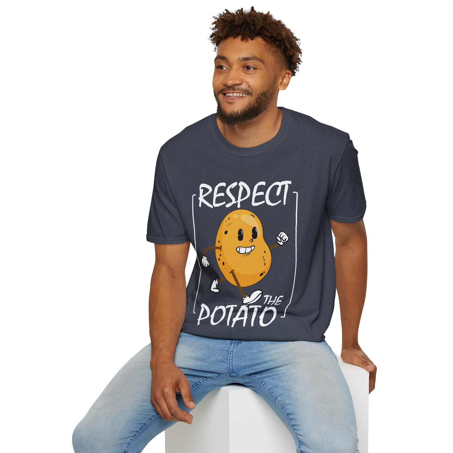 Funny Respect The Potato Gift Men Cute Root Vegetable Lovers Vegan T-Shirt For Men Women T-Shirt