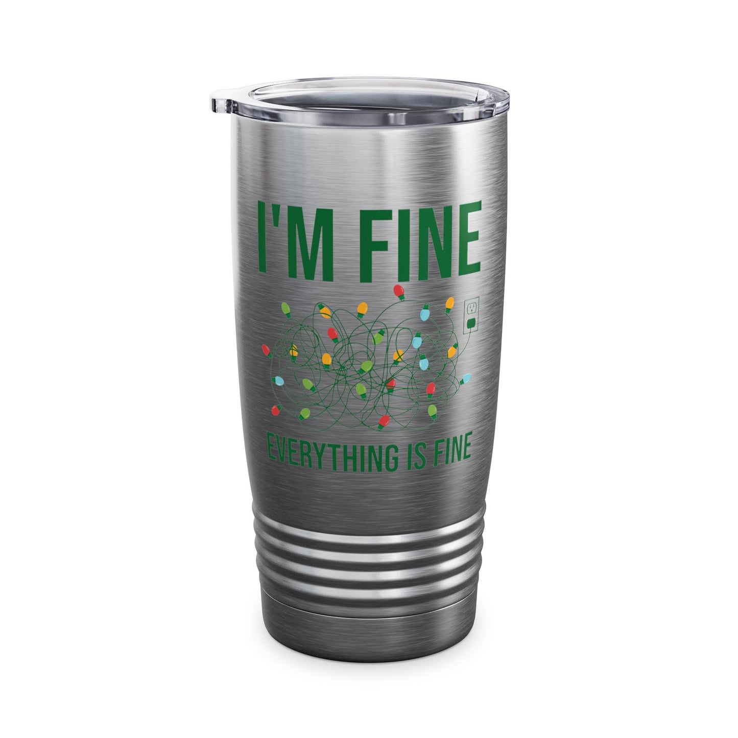 Funny I'm Fine Everything Is Fine Christmas Lights Xmas Tumbler Men Women