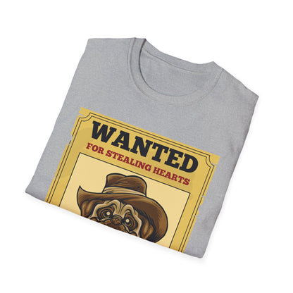 Vintage Pug Wanted Poster Cute Western Cowboy Funny Pug Dog T-Shirt For Men Women T-Shirt