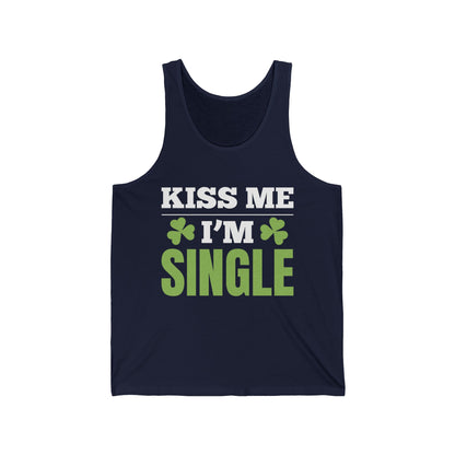 Kiss Me I'm Single Tank Top St Patrick Day Tank Tops for Men Women