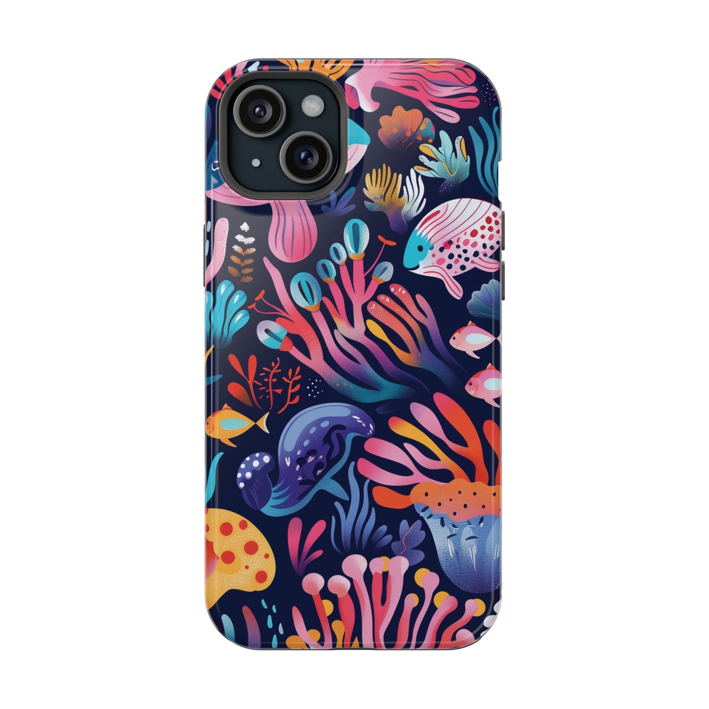 Underwater World Pattern iPhone 13 14 15 Pro Max Plus Case Compatible with MagSafe Tough Cases Protection, Magnetic Phone Case for iPhone  Classic Series