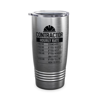 Funny Contractor Hourly Rate Price Chart Contractor Sarcastic Gift Tumbler