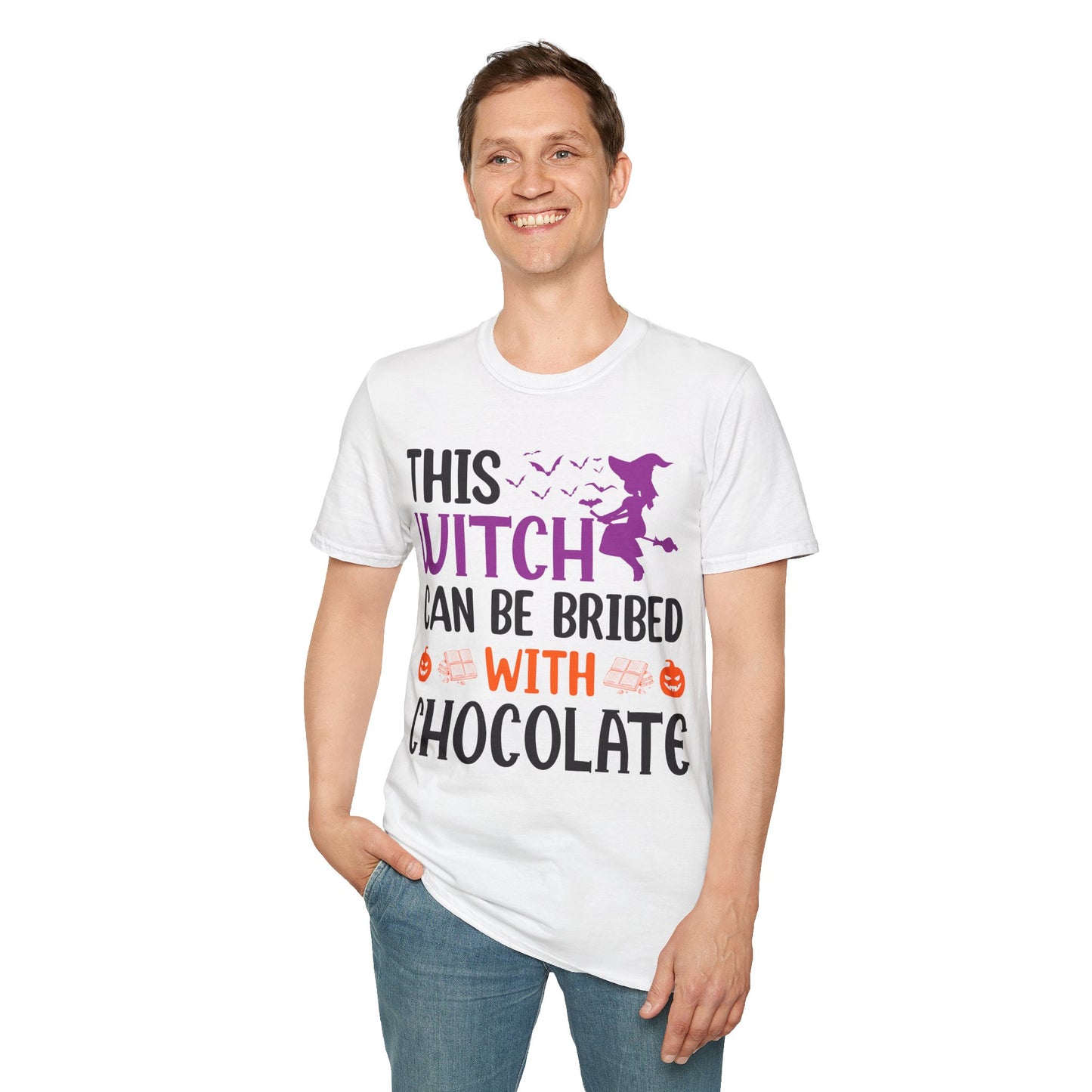 Funny Halloween This Witch Can Be Bribed With Chocolate Lovers Halloween Party T-Shirt Girls Women