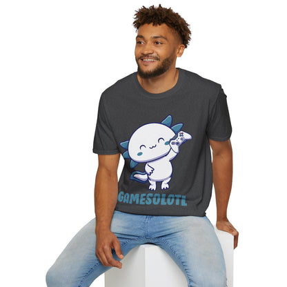 Funny Gamesolotl Gamer Axolotl Fish Playing Video Games Lizard Gaming T-Shirt Men Women