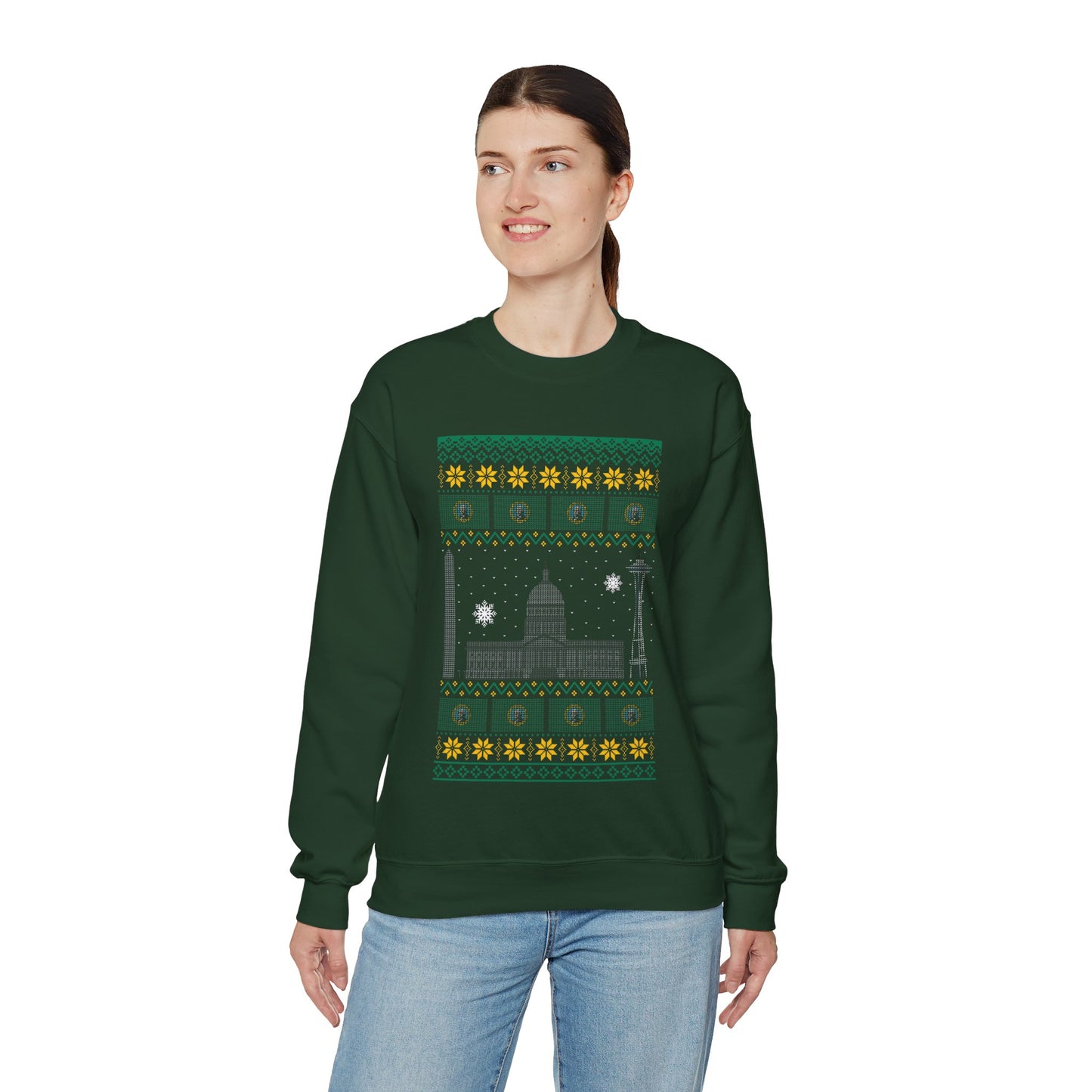 I Love Washington Christmas Santa, Reindeer Funny Ugly Christmas Jumper Sweatshirt