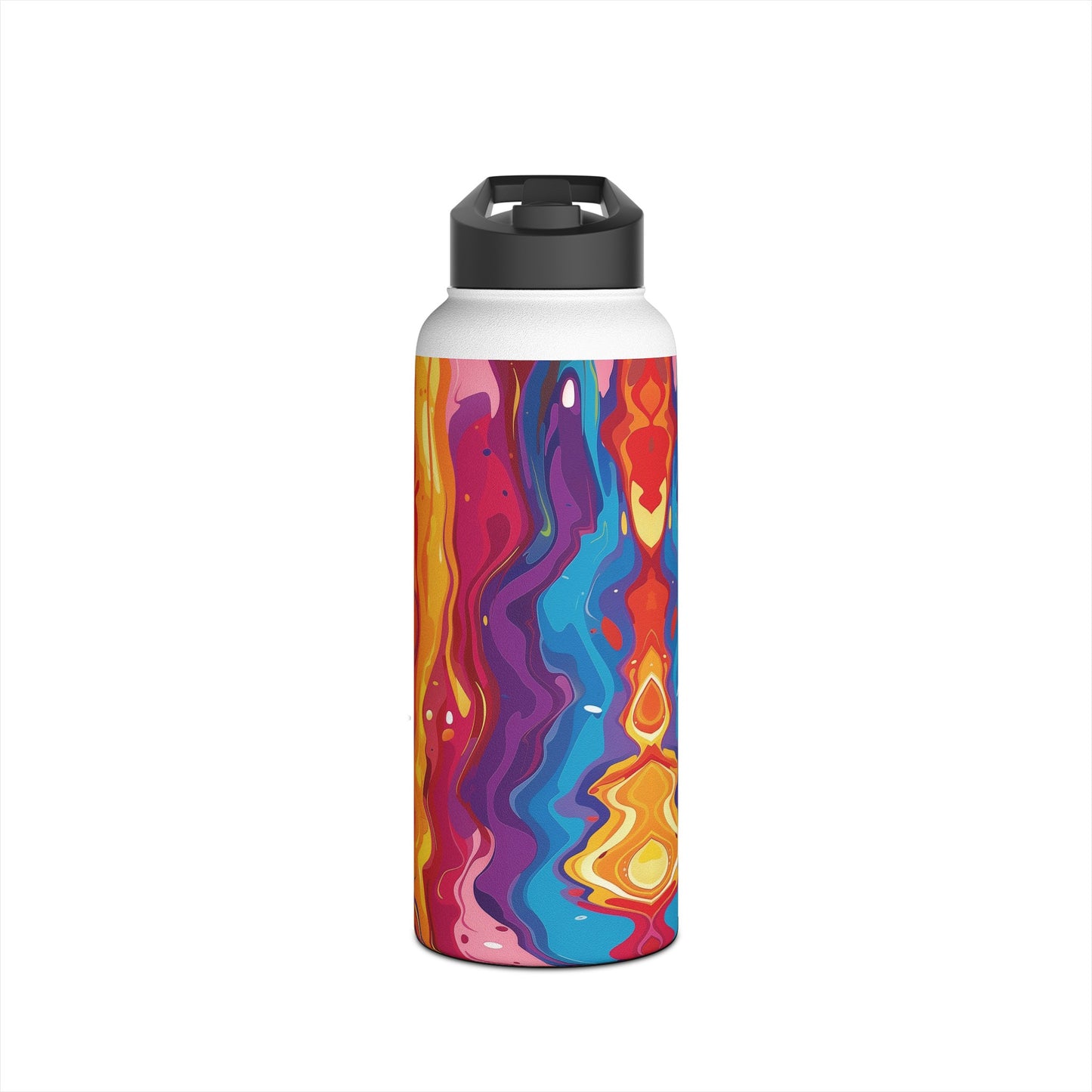 Rainbow Splash Vibrant Pattern Stainless Steel Water Bottle with Twist-on Lid and Double-Wall Vacuum Insulation