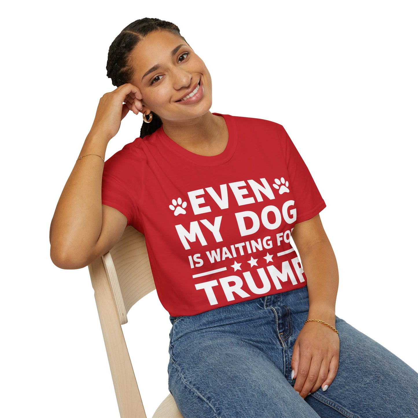 Even My Dog Is Waiting For Trump 2024 Funny President T-Shirt For Men Women