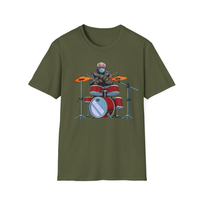 Bernie Sanders Drummer Inauguration Mittens Meme Sitting Drums T-Shirt