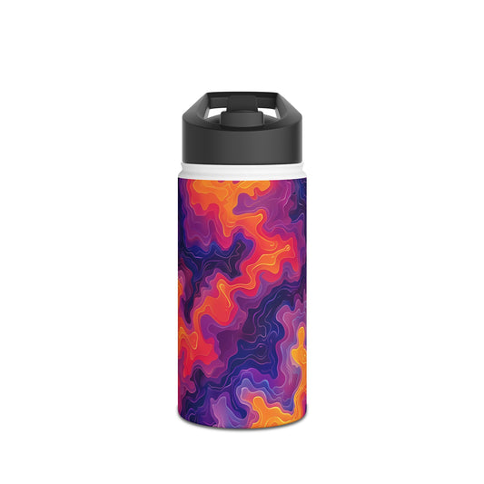 Electric Sunrise Pattern Stainless Steel Water Bottle with Twist-on Lid and Double-Wall Vacuum Insulation