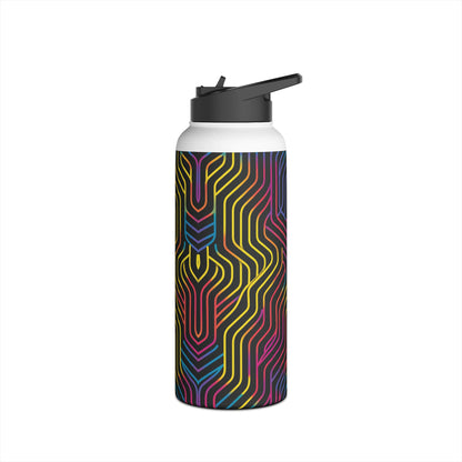 Geometric Illusion Vibrant Pattern Stainless Steel Water Bottle with Twist-on Lid and Double-Wall Vacuum Insulation