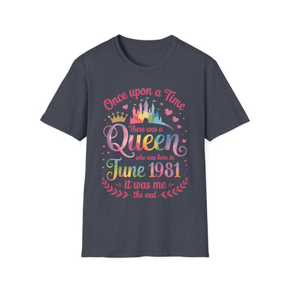 Funny 45 Years Old Birthday Girl 45 Birthday Queen June 1981 T-Shirt For Women