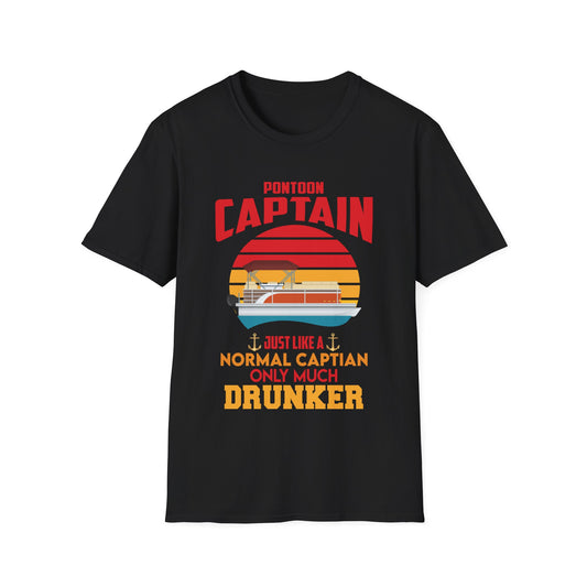 Pontoon Captain Boat Lake Boating Beer Party Gift For Dad T-Shirt