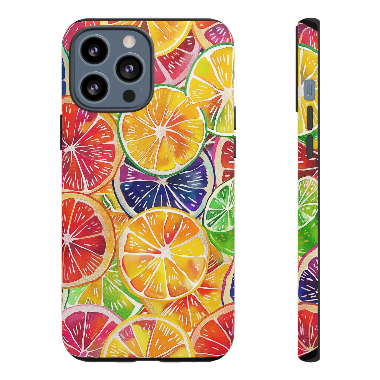 Citrus Burst Vibrant Pattern iPhone 13 14 15 16 Pro Max Plus Case Wireless Charging Compatible Tough Cases Protection, Magnetic Phone Case for iPhone Classic Series