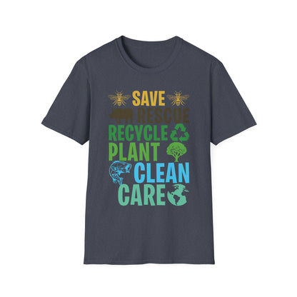 Save Bees Rescue Animals Recycle Plastic Care Earth Day T-Shirt