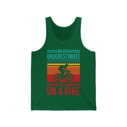 Men's Never Underestimate An Old Man On A Bike Grandpa Grandfather Tank Top Men Women