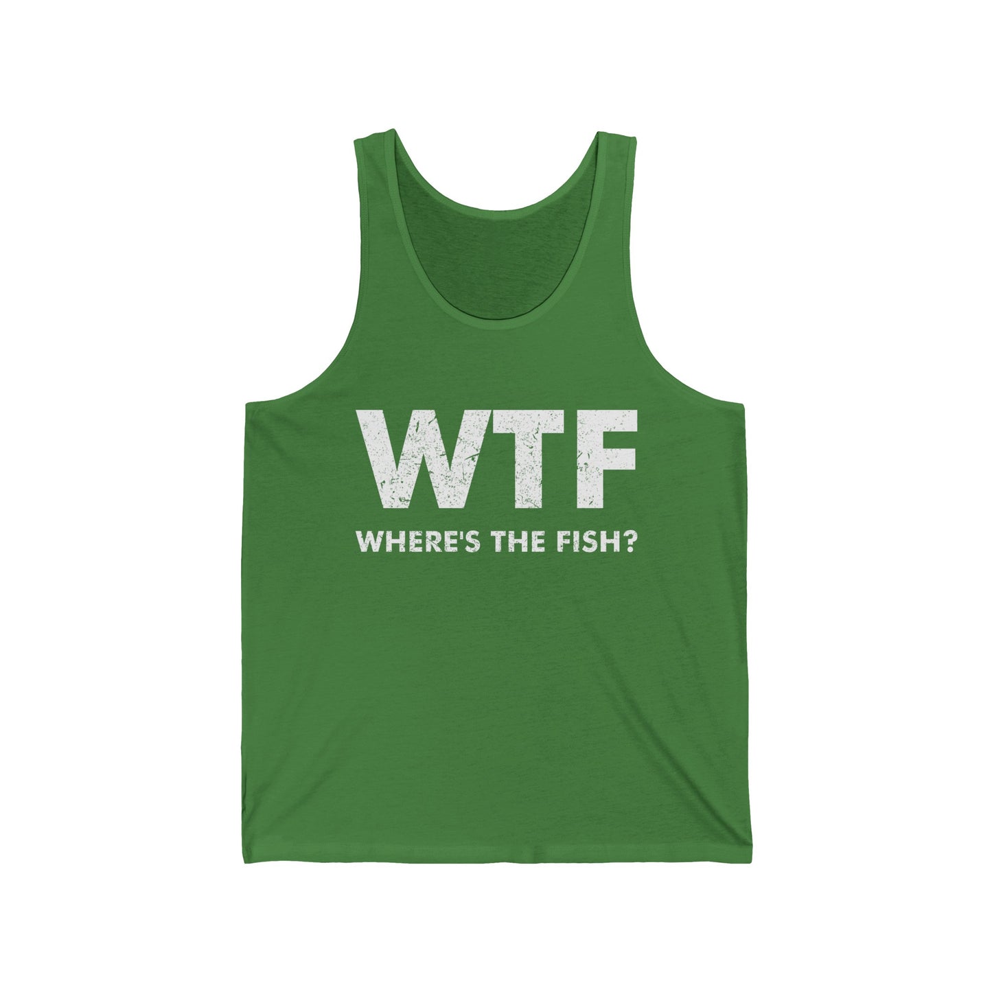 Funny WTF Where is The Fish Mens Fishing Fisherman Tank Tops