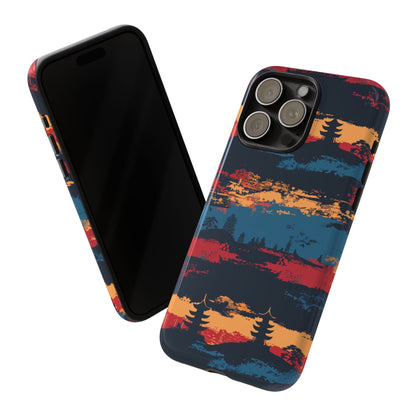 Samurai Sunset Pattern iPhone 13 14 15 16 Pro Max Plus Case Wireless Charging Compatible Tough Cases Protection, Magnetic Phone Case for iPhone Classic Series