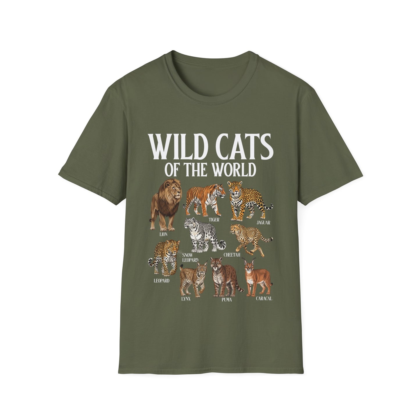 Wild Cats Animals of The World Educational Wild Animal Lover T-Shirt