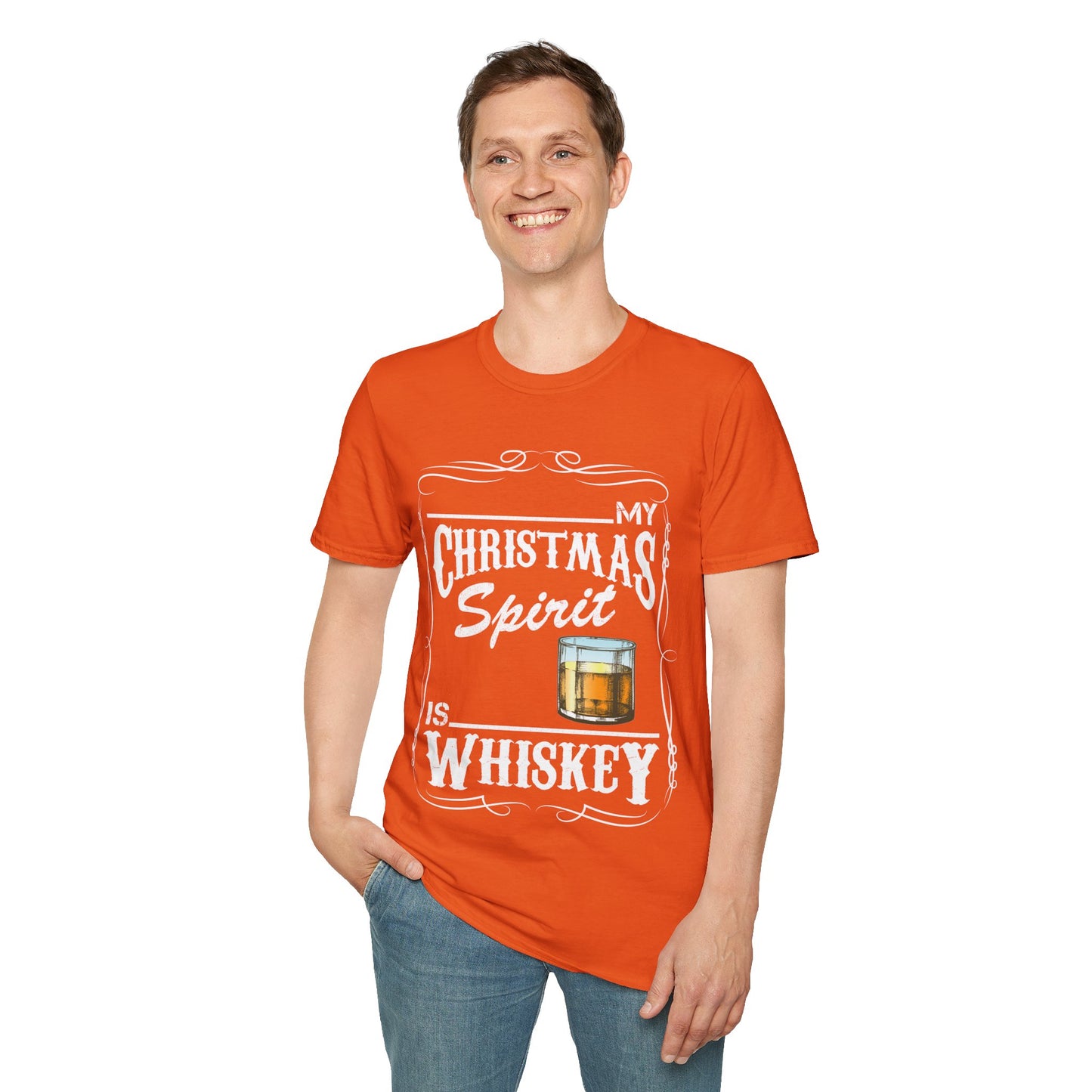 Funny Whiskey Is My Christmas Spirit Xmas Drinking Vintage T-Shirt