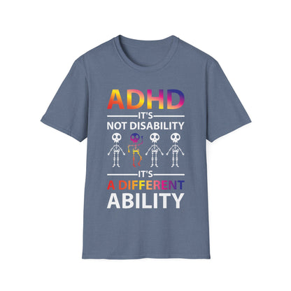 ADHD Its Not Disability Its A Different Ability Skeleton Retro T-Shirt Men Women