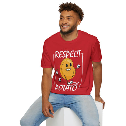 Funny Respect The Potato Gift Men Cute Root Vegetable Lovers Vegan T-Shirt For Men Women T-Shirt