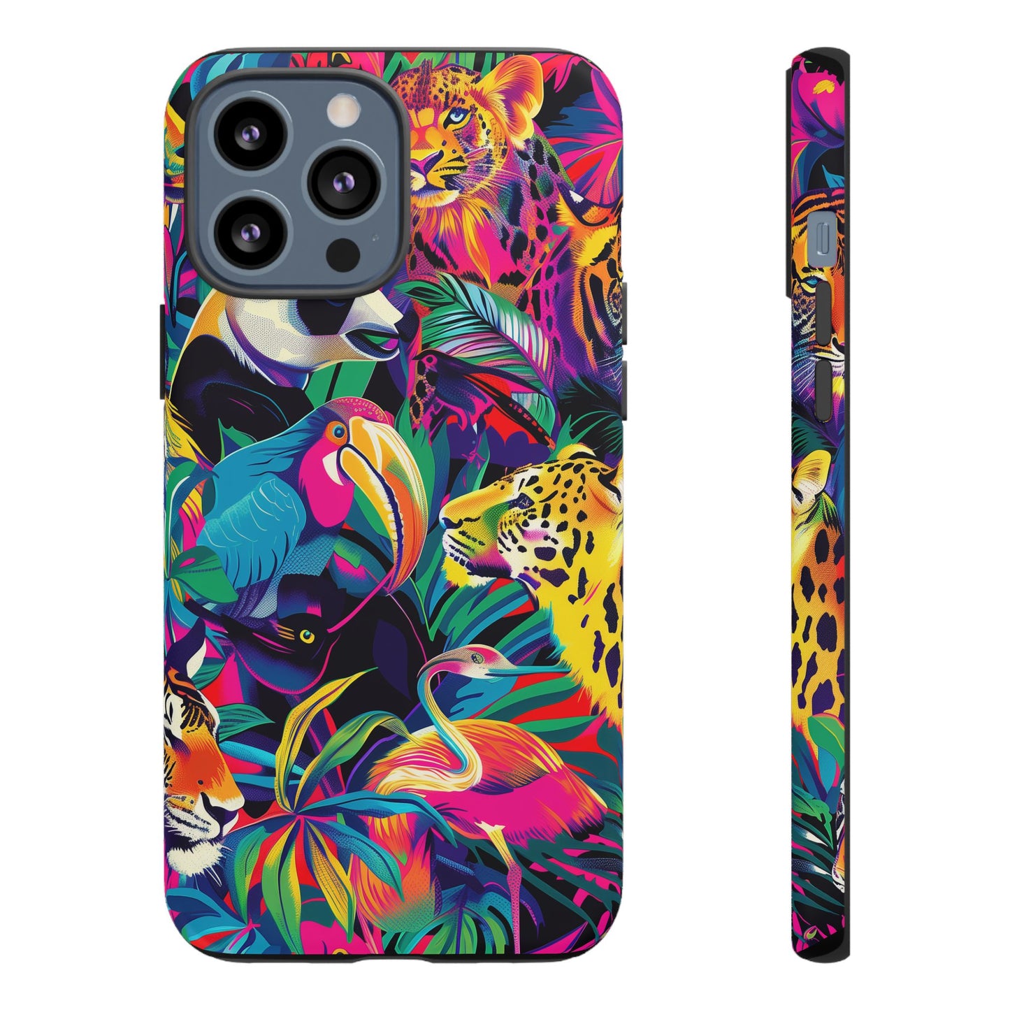 Animal Collage Pattern iPhone 13 14 15 16 Pro Max Plus Case Wireless Charging Compatible Tough Cases Protection, Magnetic Phone Case for iPhone Classic Series