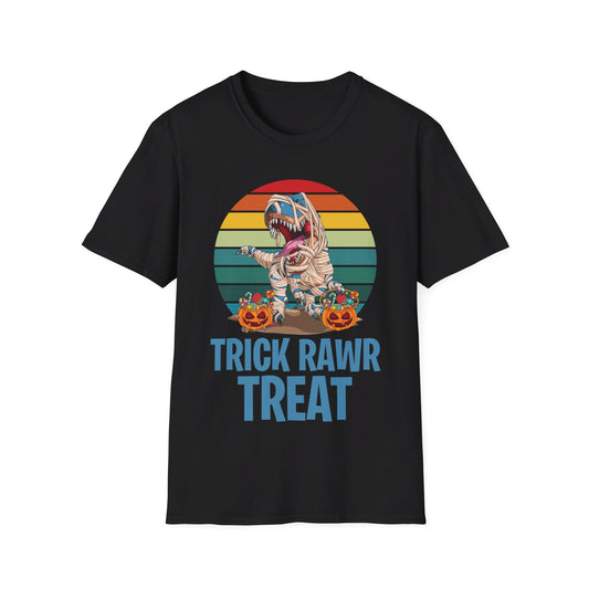 Funny Trick Rawr Treat Halloween Costume Pumpkin Dinosaur Candy T-Rex Lovers T-Shirt Men Women