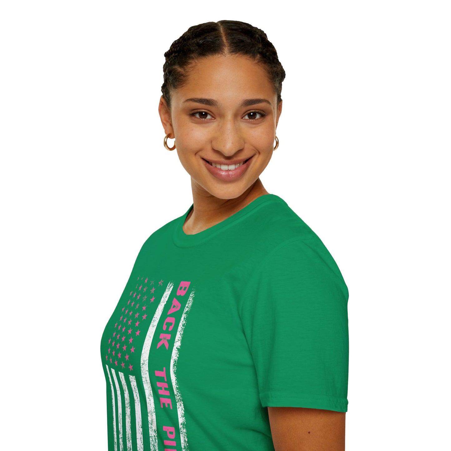 Back The Pink USA Flag Pink Breast Cancer Awareness October Tshirt