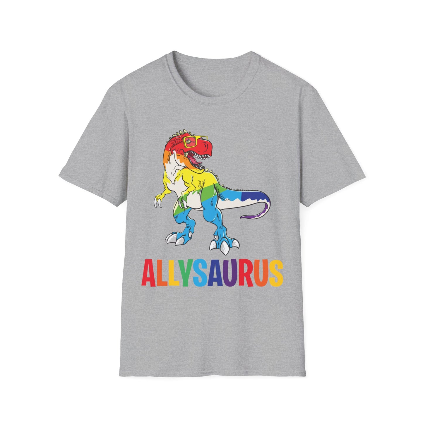 Allysaurus Dinosaur In Rainbow Flag For Ally LGBT Pride Gift T-Shirt