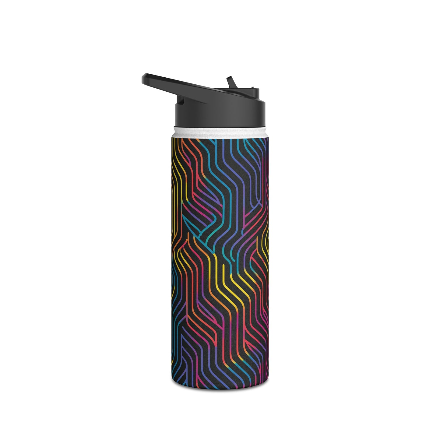 Geometric Illusion Vibrant Pattern Stainless Steel Water Bottle with Twist-on Lid and Double-Wall Vacuum Insulation