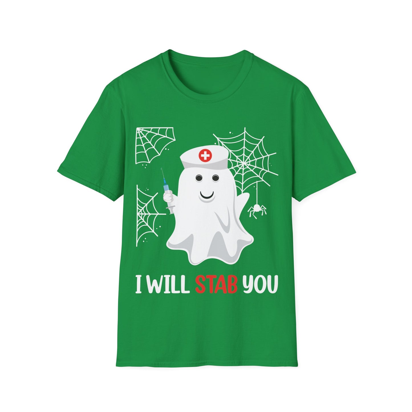 Funny Nurse Ghost I Will Stab You Shot Halloween Boo Women T-Shirt