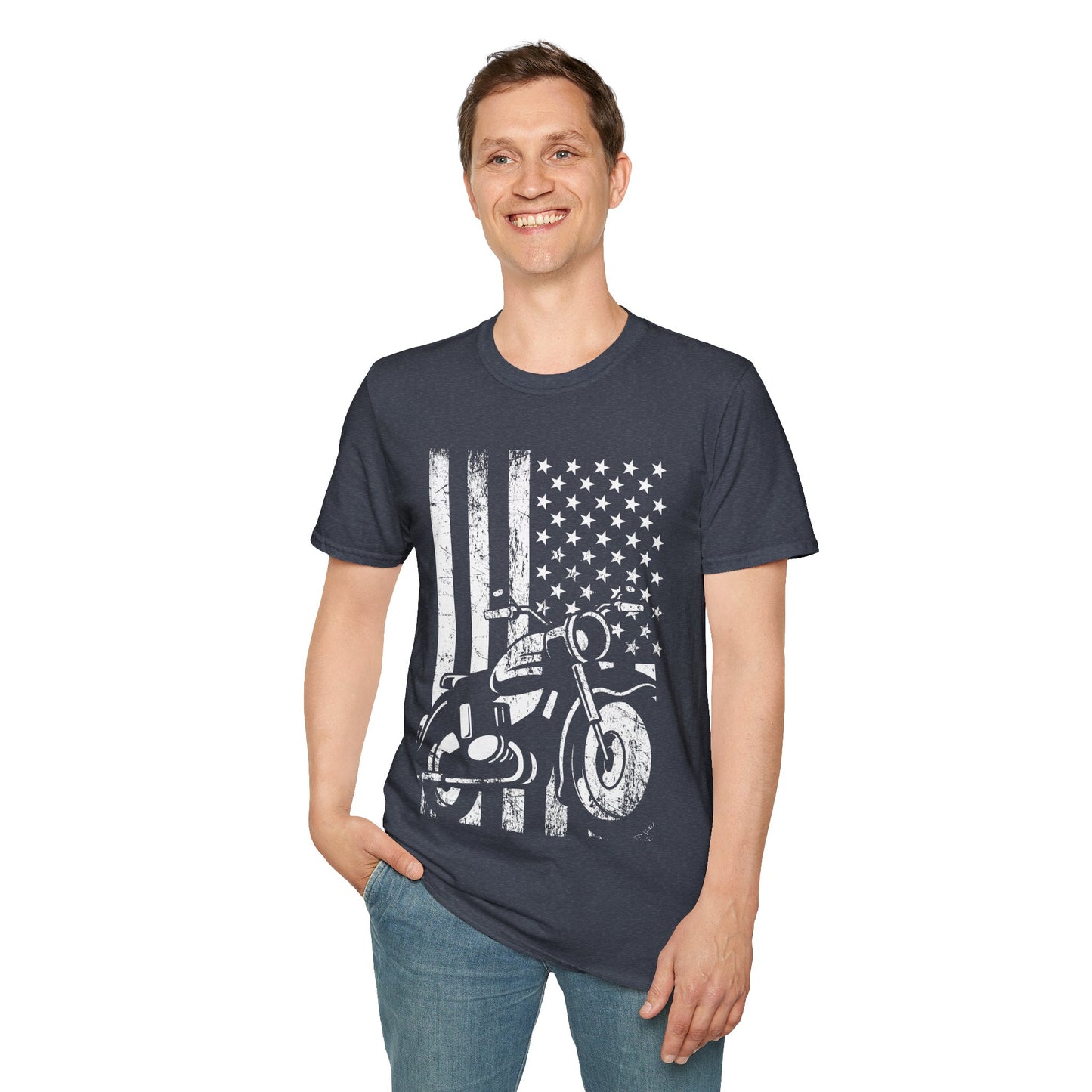 Motorcycle USA Flag Retro Viintage Biker Motercross T-Shirt For Bikers T-Shirt