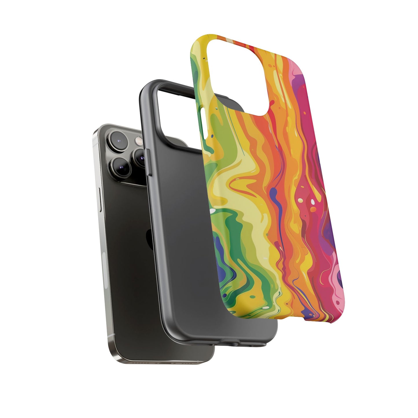 Rainbow Splash Vibrant iPhone 13 14 15 16 Pro Max Plus Case Wireless Charging Compatible Tough Cases Protection, Magnetic Phone Case for iPhone Classic Series