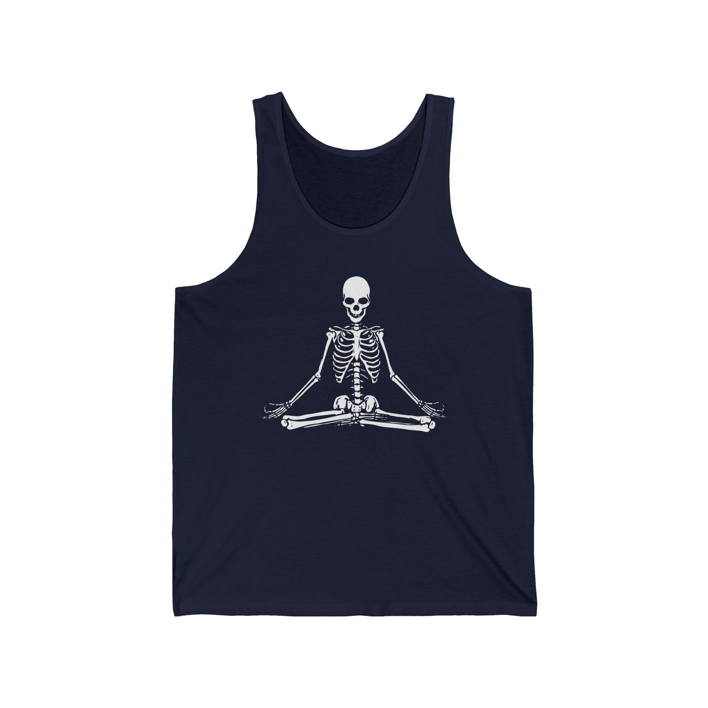 Meditating Skeleton Funny Freaky Yoga Zen Balance Halloween Costume Top for Men Women Tank top