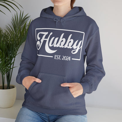 Hubby Est 2024 Just Married Honeymoon Wedding Couples Hoodie For Men Hoodie