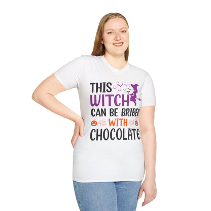 Funny Halloween This Witch Can Be Bribed With Chocolate Lovers Halloween Party T-Shirt Girls Women