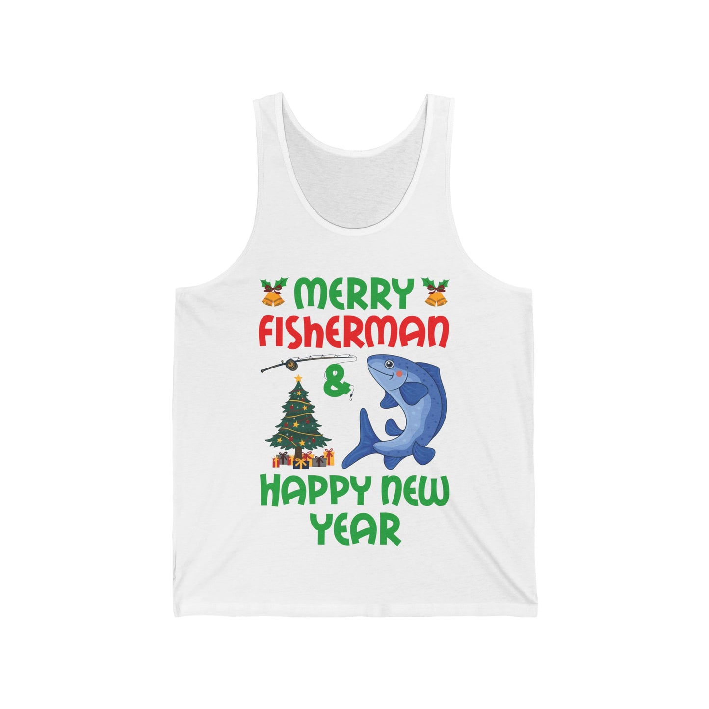 Funny Bass Fishing Merry Fishmas And Happy New Year Christmas Xmas Tank Top